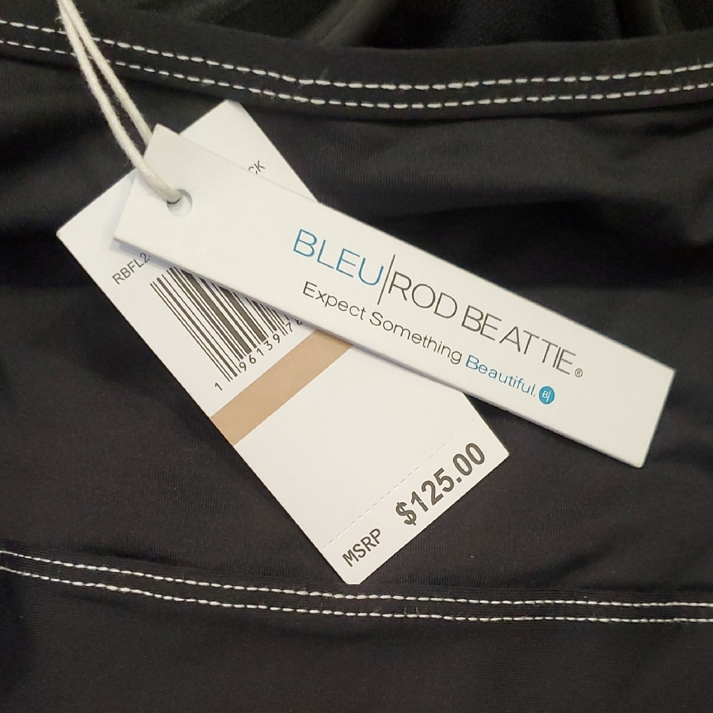 Bleu Rod Beattie Sleek Black One-Piece Swimsuit with Adjustable Straps Size 12 - Picture 7 of 8